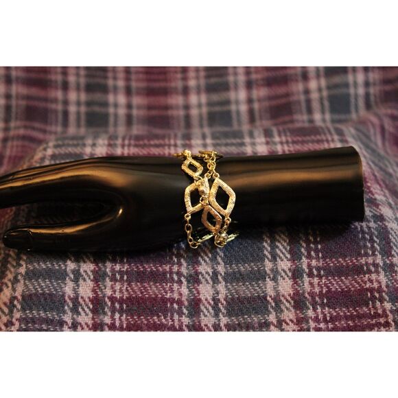 Alfani Gold Tone Diamond Link Rhinestone Bracelet - Picture 6 of 9